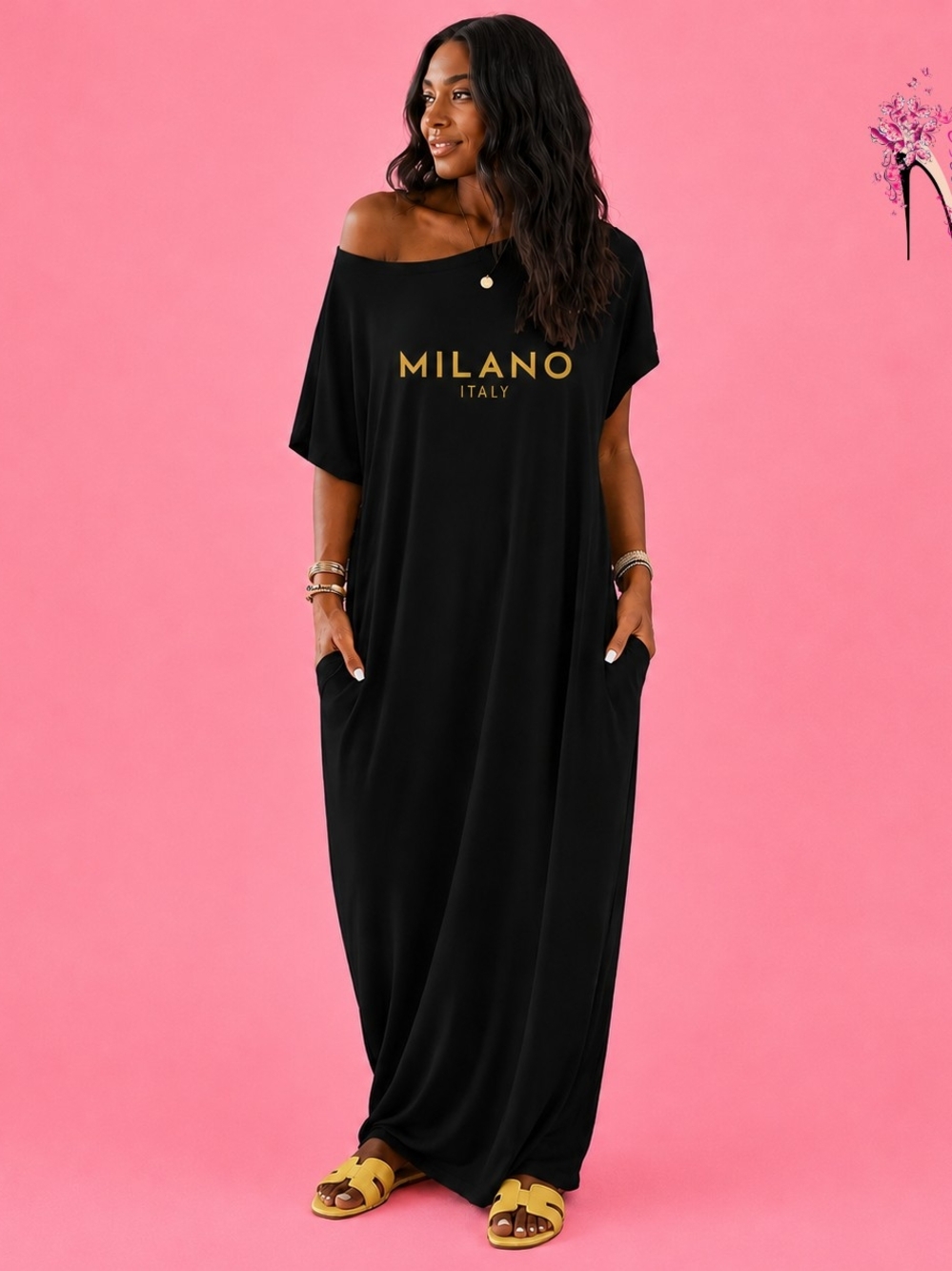 Black Off-Shoulder Maxi Dress